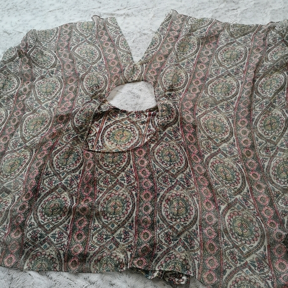 Anthropologie TINY Silk Caped Mosaic Layered Scarf Top Blouse ~ Small - Picture 9 of 17